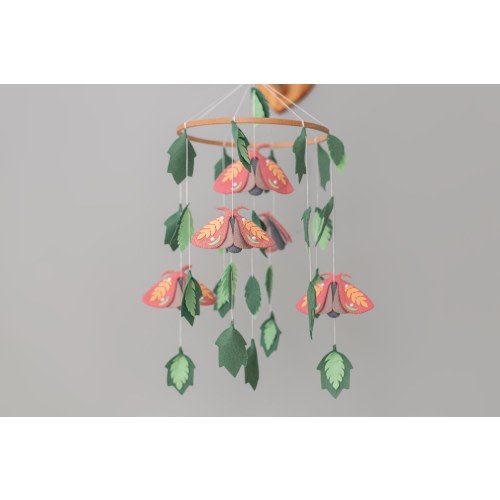 Butterfly mobile Lunar moth mobile for crib Woodland baby nursery mobile Baby shower gift for newborn Hanging felt baby mobile