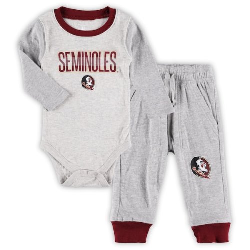 Florida State Seminoles Wes & Willy Infant Jie Jie Long Sleeve Bodysuit & Pants Set - Heather Gray