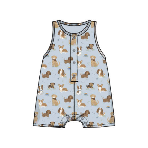 Sleeveless Shortie Romper l Blue Best Friend Dogs