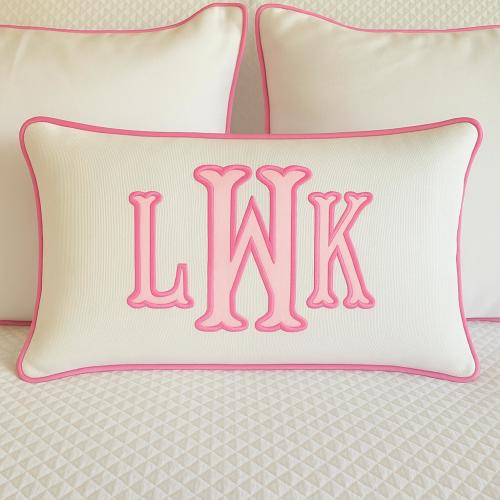 Personalized Linen Lumbar Pillow Cover: Appliqué Monogram