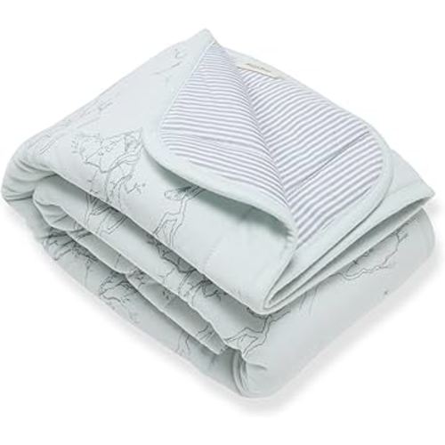 Burt's Bees Baby Reversible Blanket, Nursery, Stroller & Tummy-Time Organic Jersey Cotton Quilted Infant & Toddler Bedding