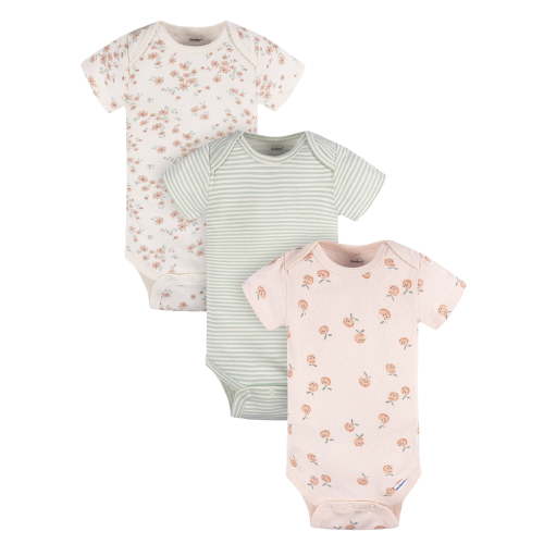Gerber Baby Girl Casual Short Sleeve Bodysuits, 3-Pack, Sizes Preemie - 12 Months