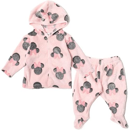 Disney Minnie Mouse Winnie The Pooh Baby Girls Fleece Jacket and Pants Newborn - 3-6 Months - Black / Pink