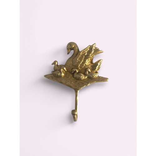 Beautiful Brass Mother and Baby Swan Hook | Swan Wall Hook | Brass Bird Hook | Baby Swan Hook | New Parents Gift | New Home Gift