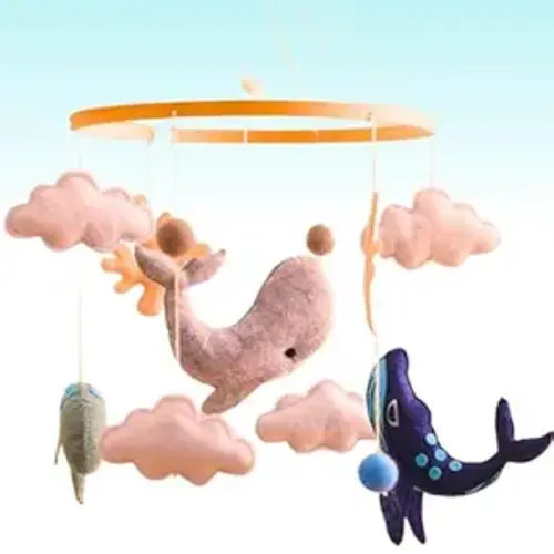 Ocean Animals Baby Nursery Crib Hanging Mobile, Enchanting Boho Hanging Cot Accessory, Handcrafted with Love, Sooting Infant & Toddler Delight, Traditional Babyshower or Birthday Gift