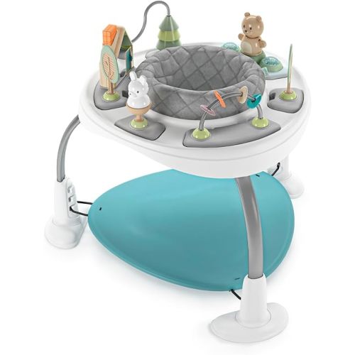 Ingenuity Spring & Sprout 2-in-1 Baby Activity Center Jumper and Table with Infant Toys - Ages 6 Months +, First Forest