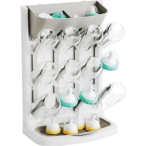 Yieach Larger Vertical Baby Bottle Drying Rack - BPA Free - Space Saving Feeding Bottles Drying Rack Holder for Countertop,Baby Bottle Holder Storage Station for Pacifiers,Pump Accessories Stand,Grey
