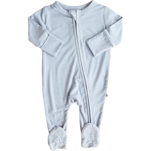Caden Lane Zippered Baby Footie Pajamas, Soft Onesie Bodysuit with Feet & Double Zipper for Easy Diaper Change, Infant, and Toddler Footed One-Piece Jumpsuit, Mist Grey, 0-3 Months