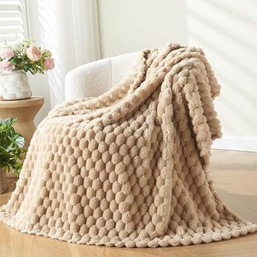 Premium Silky Flannel Fleece Lightweight Blanket - Brown, Throw 50"x60"