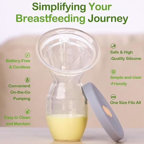 haakaa Manual Breast Pump Breastfeeding Pump with Food Grade Silicone Cap 4oz/100ml - 4 oz/100 ml + Lid - Clear&grey