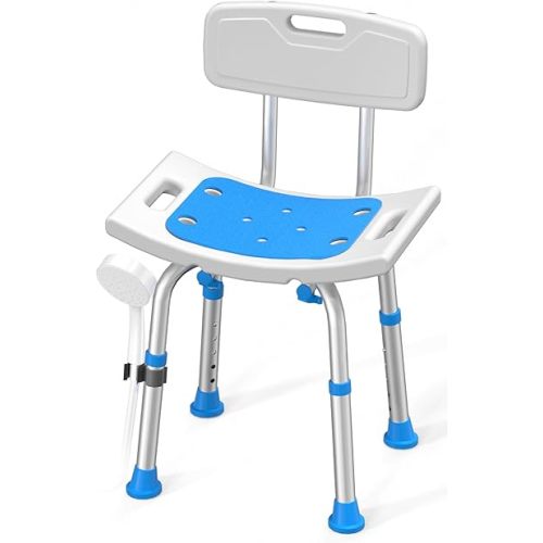 Shower Chair for Inside Shower with Removable Back, FSA/HSA Eligible 400 lbs Heavy Duty Bath Seat for Bathtub, Safety Bath Stool for Seniors and Disabled