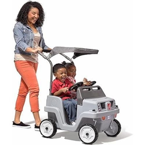 Step 2 Side-by-Side Push Around SUV Car for Kids, Easy Steer Double Rider Push Car, Toddlers Ages 1.5-5 Years Old, Ideal Stroller Substitute, Gray