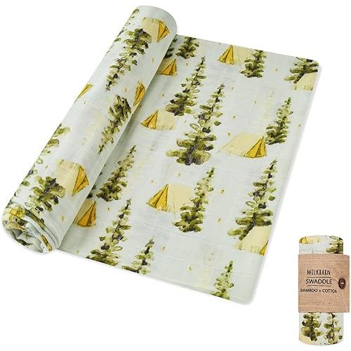Milkbarn Baby Swaddle Blanket, Rayon from Bamboo Muslin Swaddles for Newborn Girls & Boys, Breathable Infant Swaddles Wrap, Shower & Registry Choice, Newborn Essentials, Camping