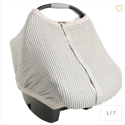 Cotton Muslin Car Seat Canopy - Grey Stripe – HoneyBug
