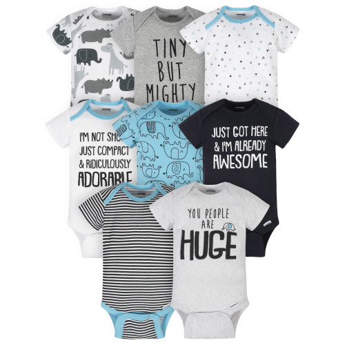 Onesies Brand Gender Neutral Short Sleeve Bodysuits, 8-Pack, Sizes Newborn - 12 Months