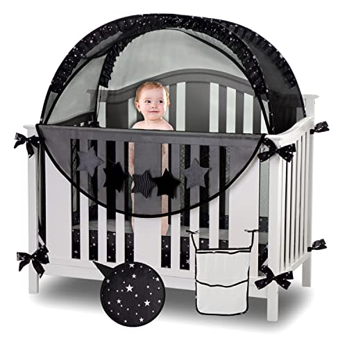 JOINSI Baby Safety Crib Tent - Crib Canopy to Keep Infant from Climbing Out, Pop Up Mesh Net with Organizer