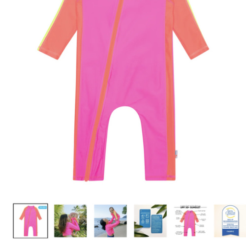 Sunsuit - Long Sleeve Romper Swimsuit | "Neon Pink/Orange"