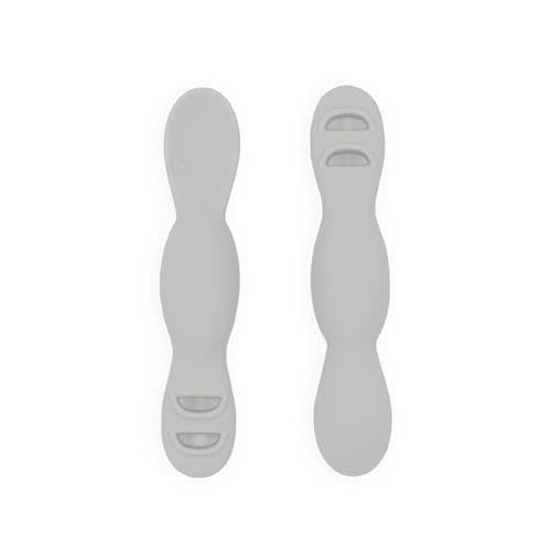 Yeah Baby Goods All You-Tensil, 2 Pack – Silicone Baby Led Weaning Spoon & Dipper - Self-Feeding Spoon Designed by Feeding Specialist to Support Development, 4+ Months Baby Utensils, (Stone Grey)
