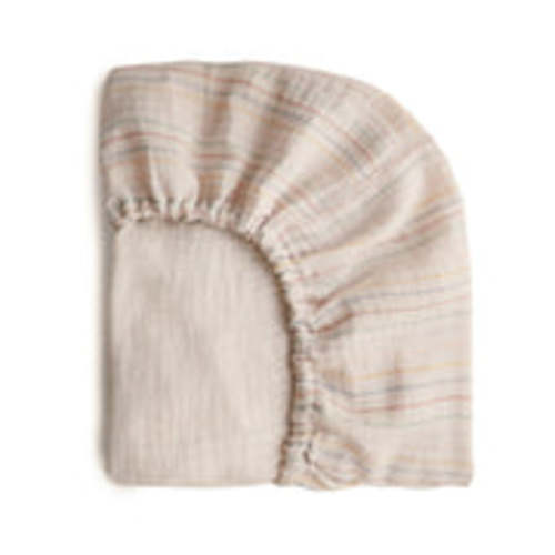 Mushie Extra Soft Muslin Crib Sheet | Retro Stripe