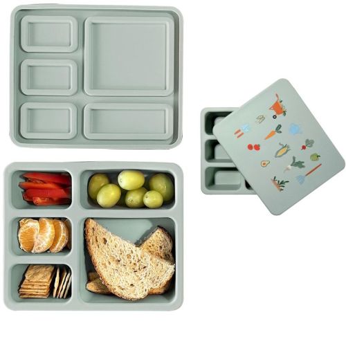 Austin Baby Co Leak-proof Silicone Bento Box - Solid Sage Green