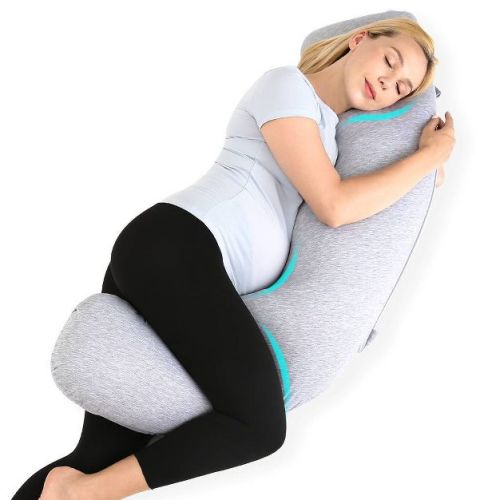 Momcozy Momcozyy J Shaped Maternity Body Pillow - Gray