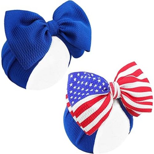 7'' 2pcs Baby Girl Headbands 4th of July Independence Day Hair Bands for Kids Toddlers Infants Newborns Girl Outfits