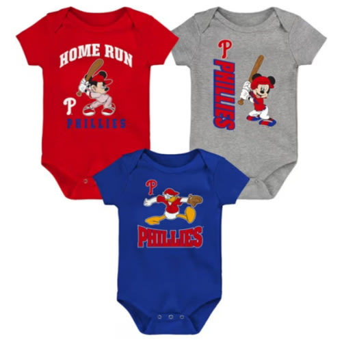 Philadelphia Phillies Baby Red 3-Peat 3PK One Piece Set
