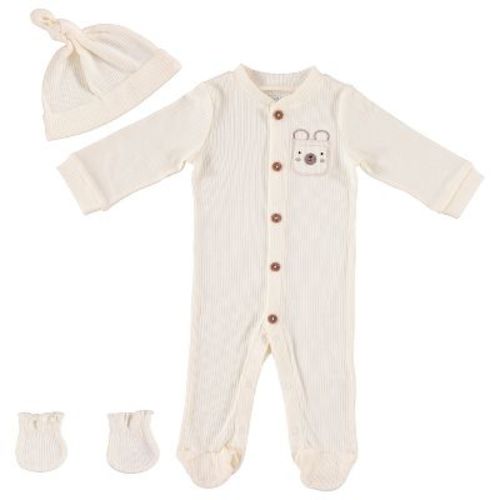 Baby Gear Baby Boy Clothes Matching Hat and Mittens Pajama Set for Sleep and Play 3 Pack Ribbed Size Creamy White6-9M
