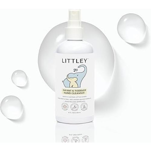 Littley Infant & Toddler Hand Cleanser with Hypochlorous Acid, Gently Cleans Dirt & Germs, Non-Toxic & Alcohol-Free, Safe for Sensitive Skin, 8oz Spray Bottle