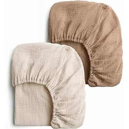 Konssy 2 PCS Muslin Fitted Crib Sheets 100% Cotton Baby Crib Sheets for Standard Crib Mattress (28 X 52 Inches), Soft and Breathable for Boys, Girls(Brown, Summer Wheat)