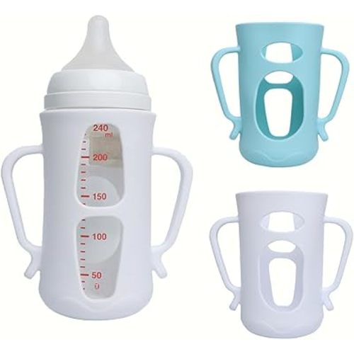 For Pigeon Glass Baby Bottle Silicone Holder, compatible with 8.1 oz, designed exclusively for glass baby bottles. (8.1oz) 3pcs