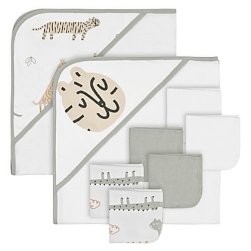 mighty goods™ 8-Piece Hooded Towel and Washcloth Set in Grey Multi