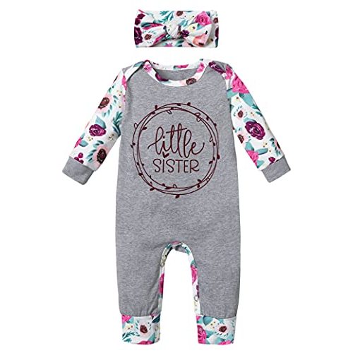 Von kilizo Baby Girl Clothes Cute Floral Infant Newborn Baby Clothes for Girls Letter Print Snap Baby Girl Romper Jumpsuit