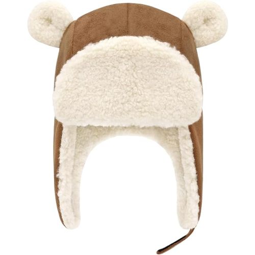 Sherpa Toddler Winter Hat with Bear Ears - Baby Boy & Girl Hats - Infant Winter Beanie
