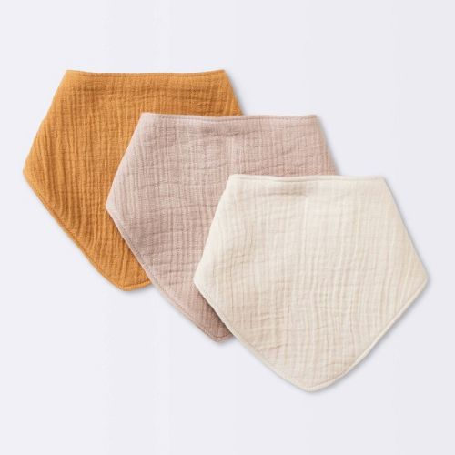 Baby 3pk Muslin Bandana Bib - Cloud Island™ Khaki