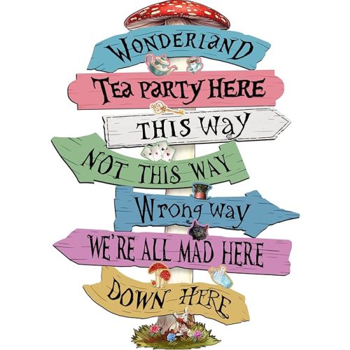 Welcome To Wonderland Directional Arrows Sign,16x12,Wonderland Party Decorations,Kids Room Decor For Girls