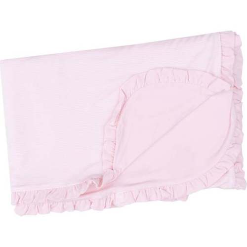 Ruffle Receiving Blanket, Stripe Classic Pink