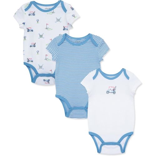 Little Me Clothes for Clothes for Baby Boys' 3-Pack 100% Cotton Scratch Free Tag Blue Golf Club, 3 Months