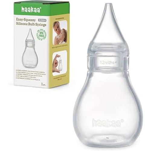 Haakaa Silicone Baby Nasal Aspirator | Nose Bulb Syringe | Easy-Squeezy Baby Nose Cleaner, Newborn Infant &Toddler - BPA Free Silicone
