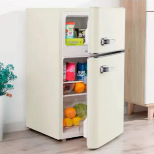 Insignia™ - 3.1 Cu. Ft. Retro Mini Fridge with Top Freezer and ENERGY STAR Certification - Creamy vanilla