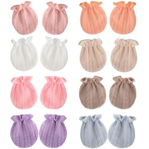 BQUBO Newborn Infant Toddler Mittens No Scratch Cotton Elastic Wrist Gloves Hypoallergenic for 0-6 Months Baby Boys Girls