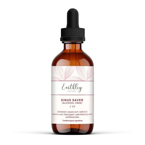 Earthley Wellness Sinus Saver, Natural Remedy, Free of Allergens, Parabens, and Preservatives, Helps Boost Vitamin C (2 oz, Alcohol Free)