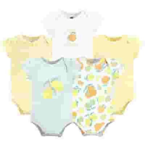 Hudson Baby Short Sleeve Bodysuits, 5-Pack, Newborn- 24 Months