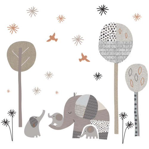 Elephant Love Gray Elephants/Trees/Stars Wall Decals/Stickers– Lambs & Ivy