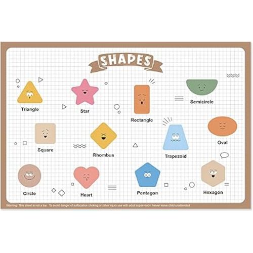 60 Pack Disposable Placemats for Baby & Toddle, Sticky Kids Placemat for Picnic Table, Party, Travel, 12" x 18" Restaurant Table Mats, Shape Alphabet Theme