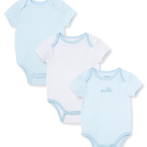 Little Me Clothes for Baby 3-Pack 100% Cotton Scratch Free Tag Bodysuits, Newborn to 9 Months