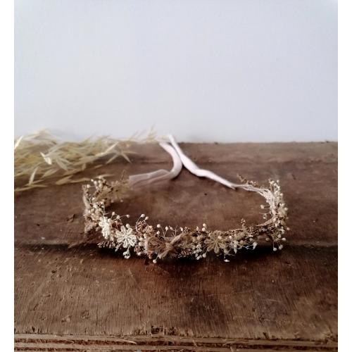 Flower halo newborn, Ivory boho flower headband, Neutral Newborn photography props, Tieback newborn cream, rustic Newborn outfit Christening
