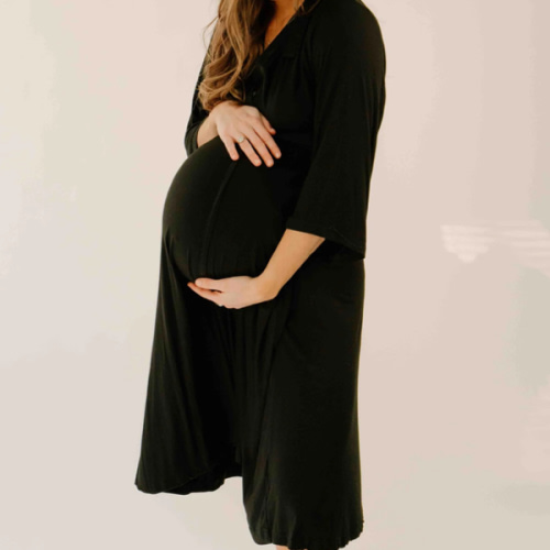 Lila Labor & Postpartum Gown in Black