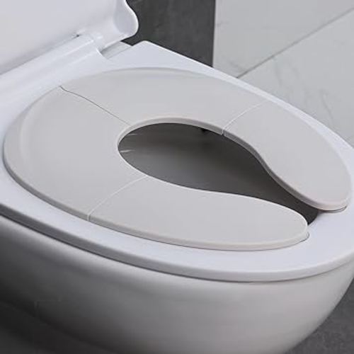 Funbliss Portable Potty Training Seat - Foldable & Secure Toilet Seat for Toddlers - Travel Friendly Design - Non-Slip Suction Cups - Anti-Pinch Pads Grey