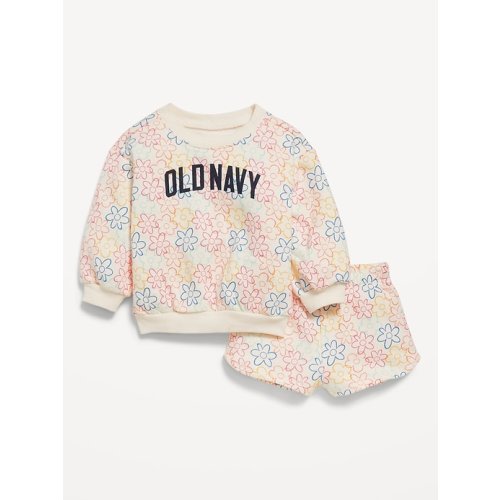 Printed Logo-Graphic Fleece Sweatshirt and Shorts Set for Baby | Old Navy